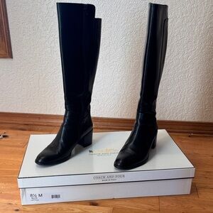 Coach and Four Sleek Black Heeled Boots